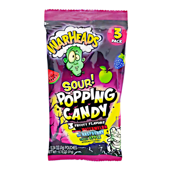 Warheads Halloween Sour Popping Candy 3Pk Peg Bag