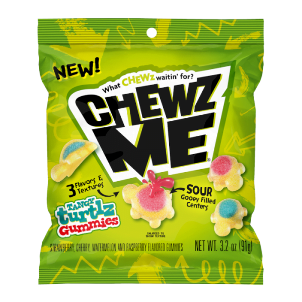 Colombina Chewz Me Tangy turtlz Gummies Peg Bags (91g)